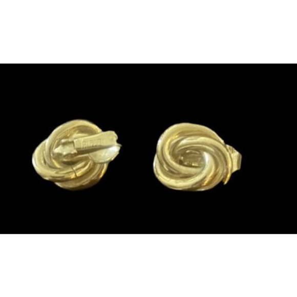Vintage Trifari Gold Tone Knot Clip on Earrings - Picture 1 of 3